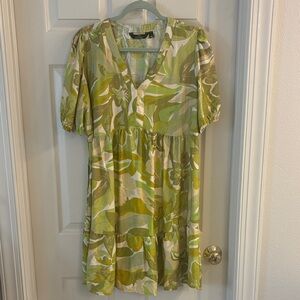 Abstract Floral Green & Nuetrals Women's Dress size Large